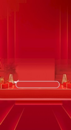 红色背景C4D舞台图片