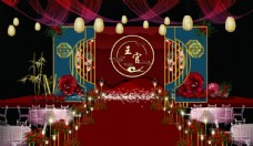 中式红色婚庆新中式婚庆背景图片