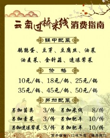 中国风设计米线价目表图片