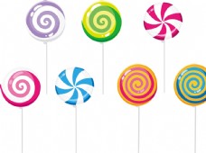 色彩可爱彩色棒棒糖糖果矢量元素图片