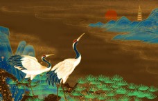 画中国风手绘天鹅图片