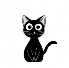 猫卡通卡通手绘可爱黑色小猫简笔画图片