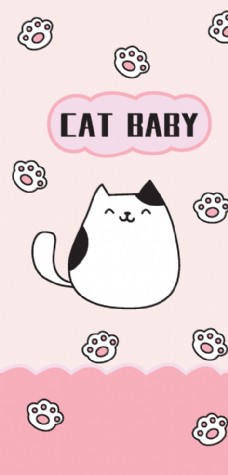 印花素材卡通猫咪猫抓粉色可爱小清新手机图片