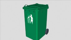 SKP绿色垃圾桶SU模型图片