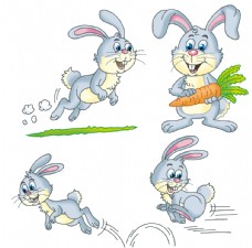 Q版可爱动物兔子矢量图图片