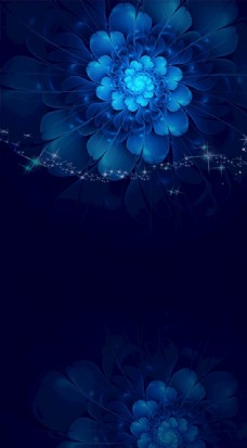 蓝色科技背景蓝色花朵背景图片