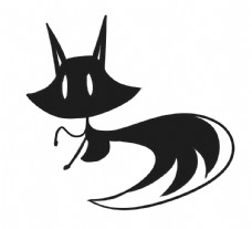 黑色的小狐狸手绘图片