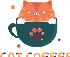 咖啡杯里的小猫图片