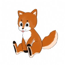 卡通坐着的狐狸图片