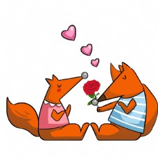 情侣狐狸手绘图片