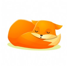 睡着的狐狸插画图片