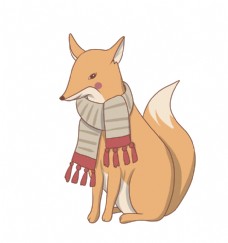 卡通带围巾的狐狸手绘图片