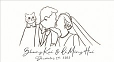婚礼舞台男女亲吻额头肩头站猫猫图片