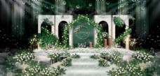 绿背景婚庆舞台效果图图片