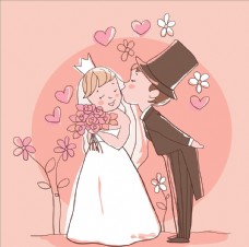 结婚布置卡通新郎新娘图片