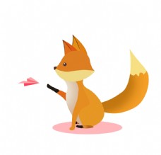 玩纸飞机的狐狸手绘图片