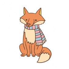 带围巾的小狐狸插画图片