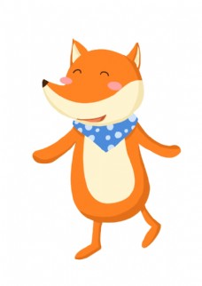开心跳舞的小狐狸手绘图片