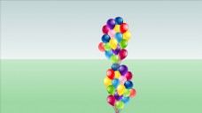 SKP一大串彩色气球SU模型图片