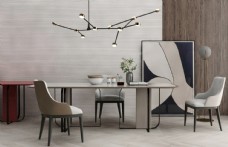 餐桌餐椅组合3d模型图片