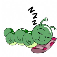 卡通睡觉的毛毛虫插画图片