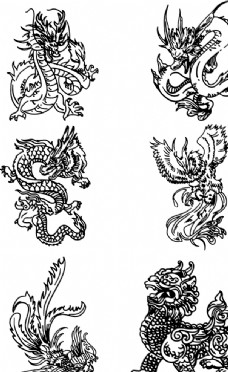 手绘中国神话传奇神兽龙凤麒麟图片
