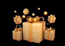 礼物装饰黄色简约小清新礼物盒装饰元素图片