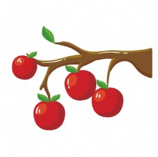 卡通手绘树枝上的苹果图片