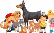卡通儿童和动物图片