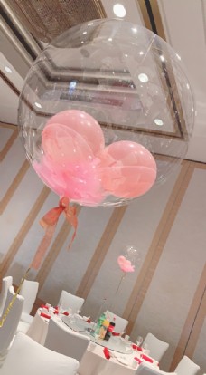 粉色透明气球图片